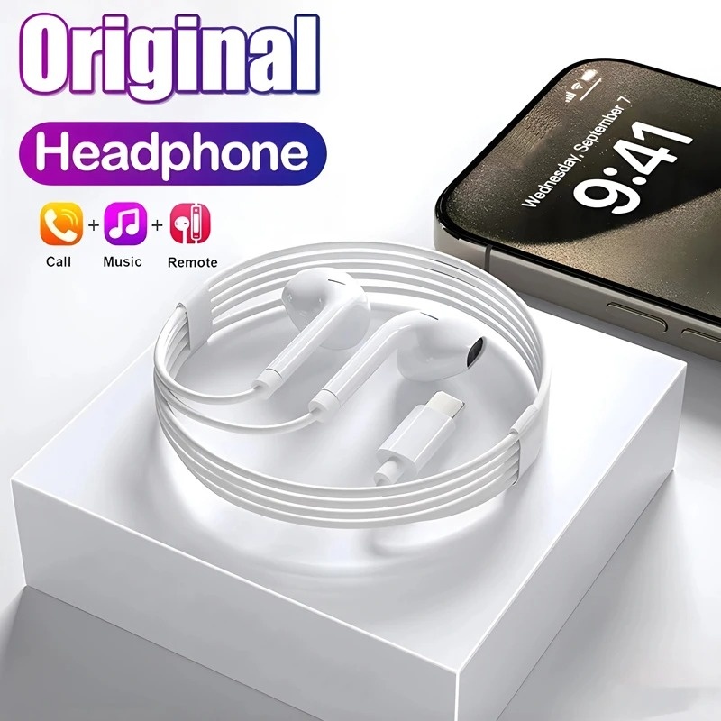 Wired Earphone Lightning - หูฟังแท้สำหรับ Apple iPhone 15 14 11