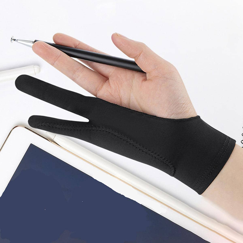 Drawing Glove Artist - ถุงมือวาดภาพแบบชั้นเดียว/สามชั้น 2 นิ้ว ป้องกันการสัมผัสผิดพลาด สำหรับวาดภาพ สเก็ตช์