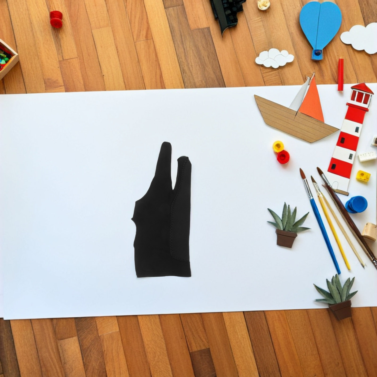 ถุงมือวาดภาพสองนิ้ว 1 คู่ ถุงม - Drawing Glove Artist บทวิจารณ์และราคา
